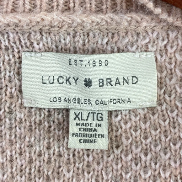 Lucky Brand Pullover Sweater Women Size XL Pink Gray Camo Wool Blend Ribbed Crew - Picture 8 of 12